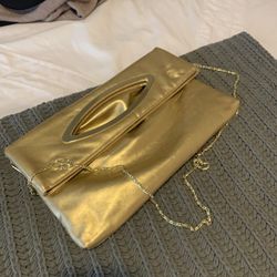 Gold Clutch with Chain Strap