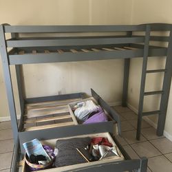 bunk beds no mattress with 2 storage drawers 