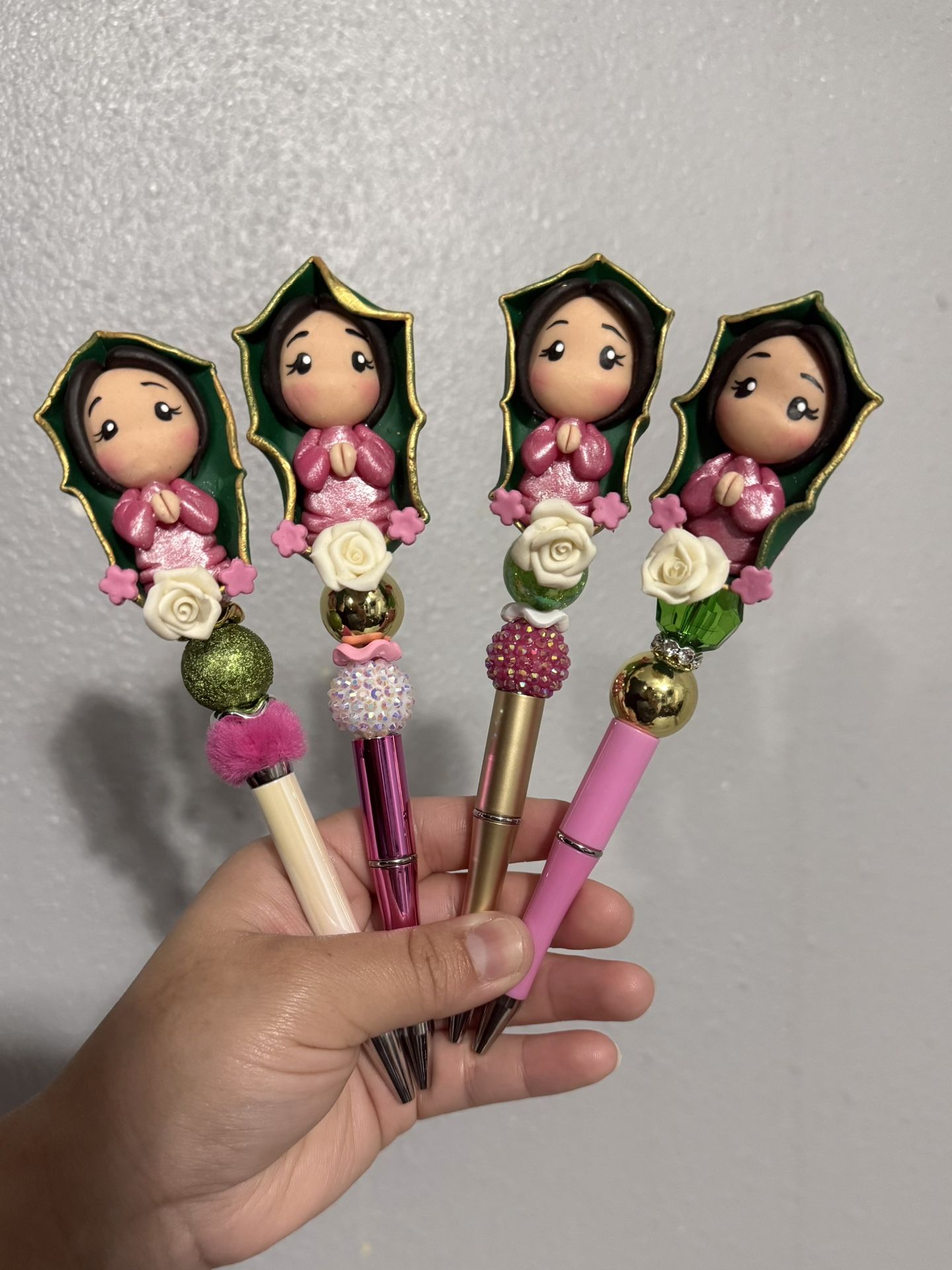 Virgen de Guadalupe, Virgin Mary, Polymer Clay Beadable Pen with Replacement Ink 7mm.