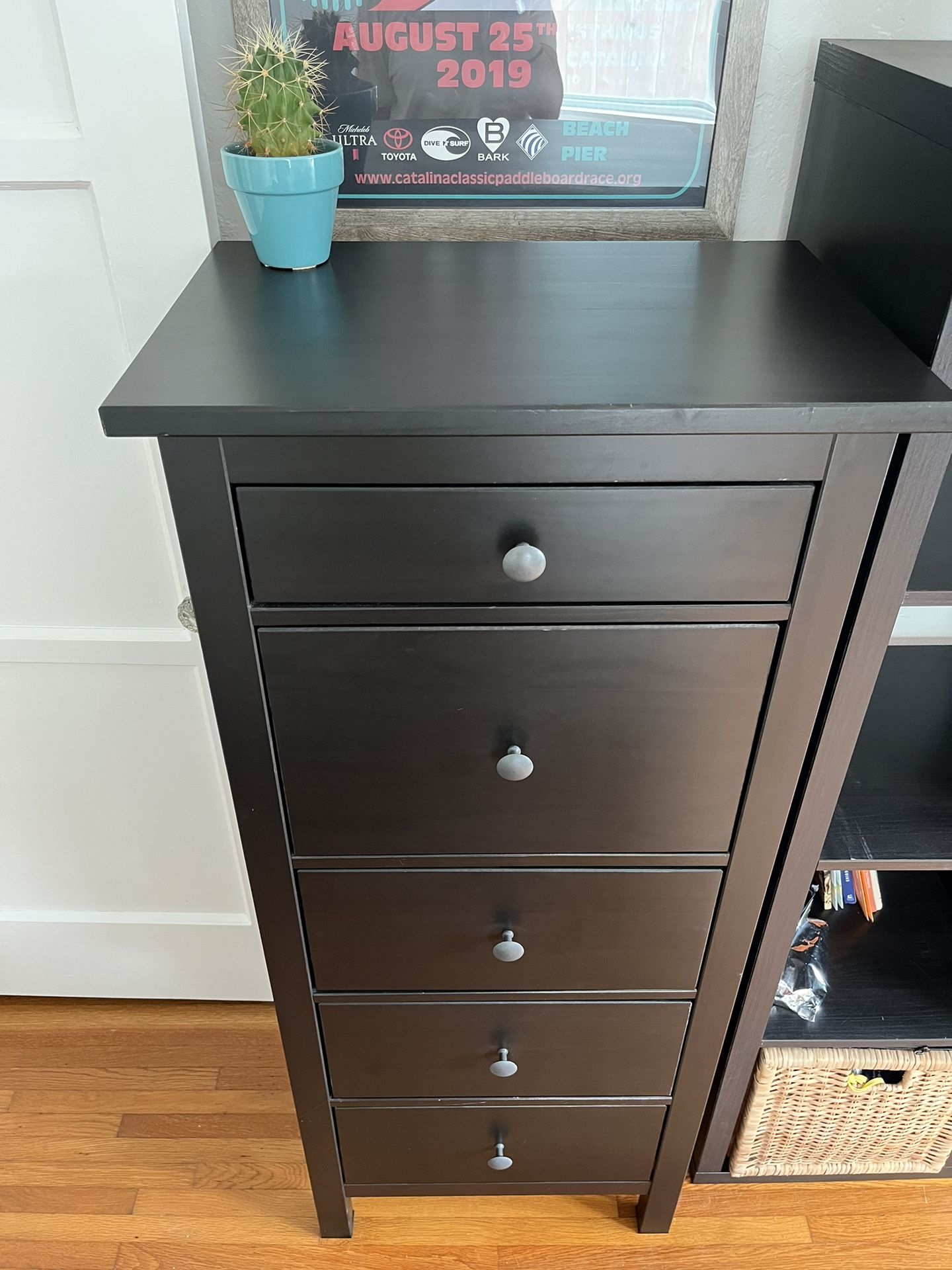 Ikea HEMNES, 5-Drawer Chest, Black-brown Dresser