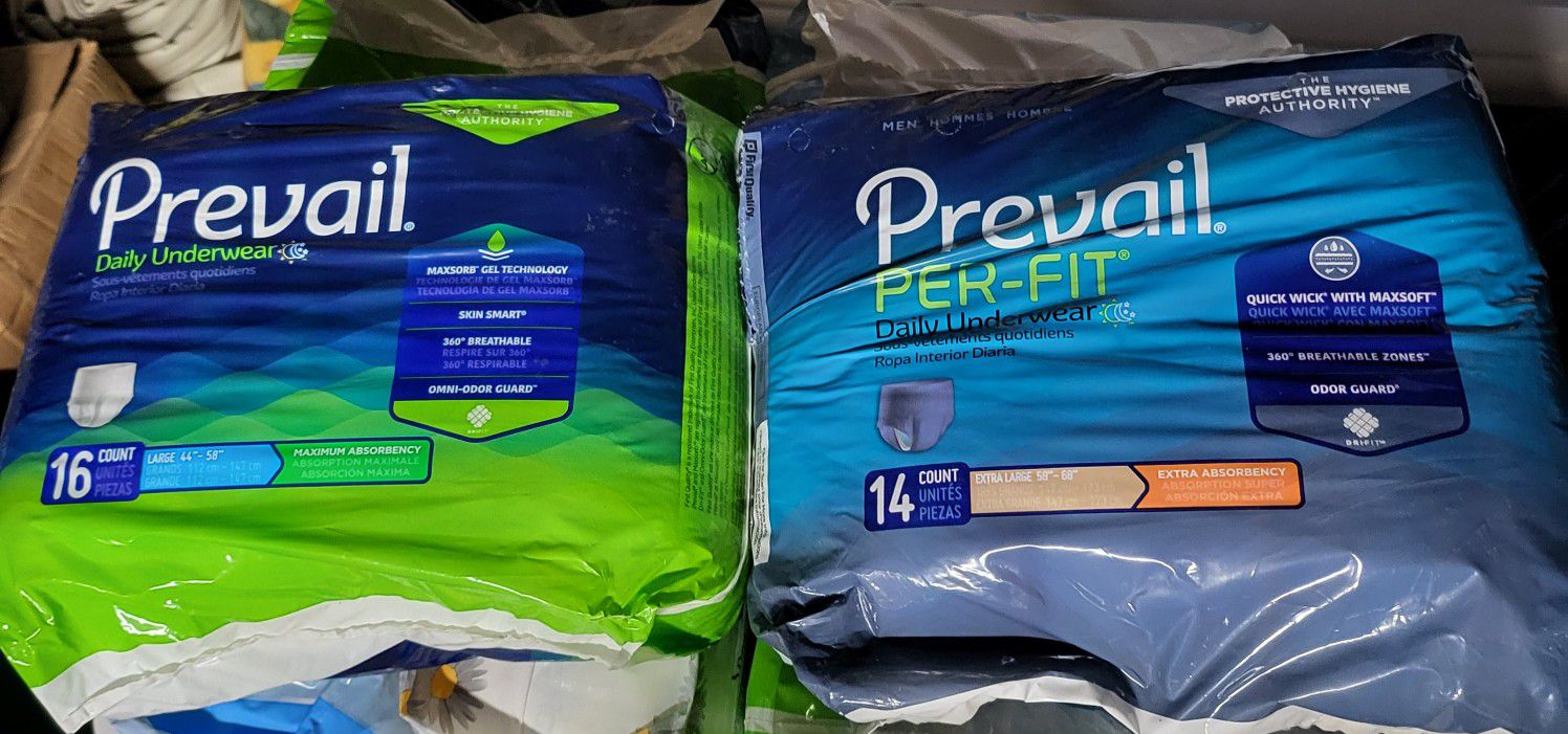 Adult Diapers Underwear Size Large X-Large Presto Prevail McKesson Attends 18 Pack