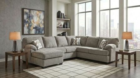New Gray Fabric Sectional Sofa with Chaise