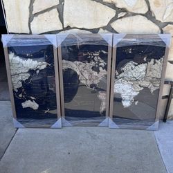 Canadian Made World Map With Frame 