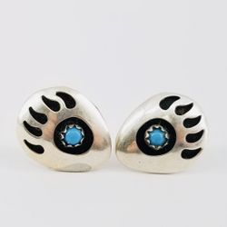 Sterling Silver Round Turquoise Stud Earrings
