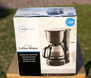 5 Cup Black Coffee Maker with Removable Filter Basket