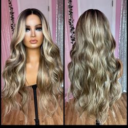 Human Hair Blended Lace Front Wig 
