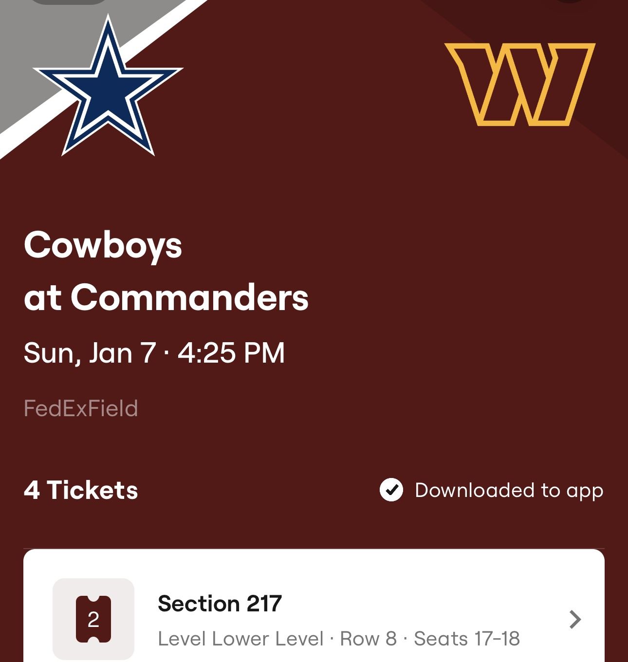 Washington Commanders VS. Dallas Cowboys