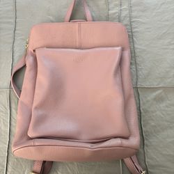 Pink Leather Laptop Backpack
