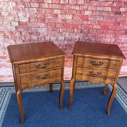 Antique Nightstand Set Of 2 Solid Wood Side Table French Provincial 