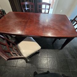 Dining room set, wine glass cabinet, entrance table and recliner