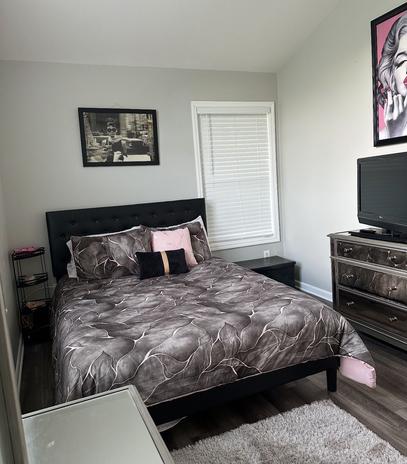 Black Queen Bed frame And Mattress
