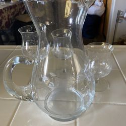 Crystal Pitcher And 3 Cup Set