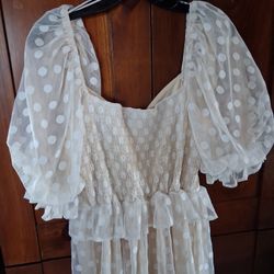 VINTAGE LACE POKA DOT DRESS
