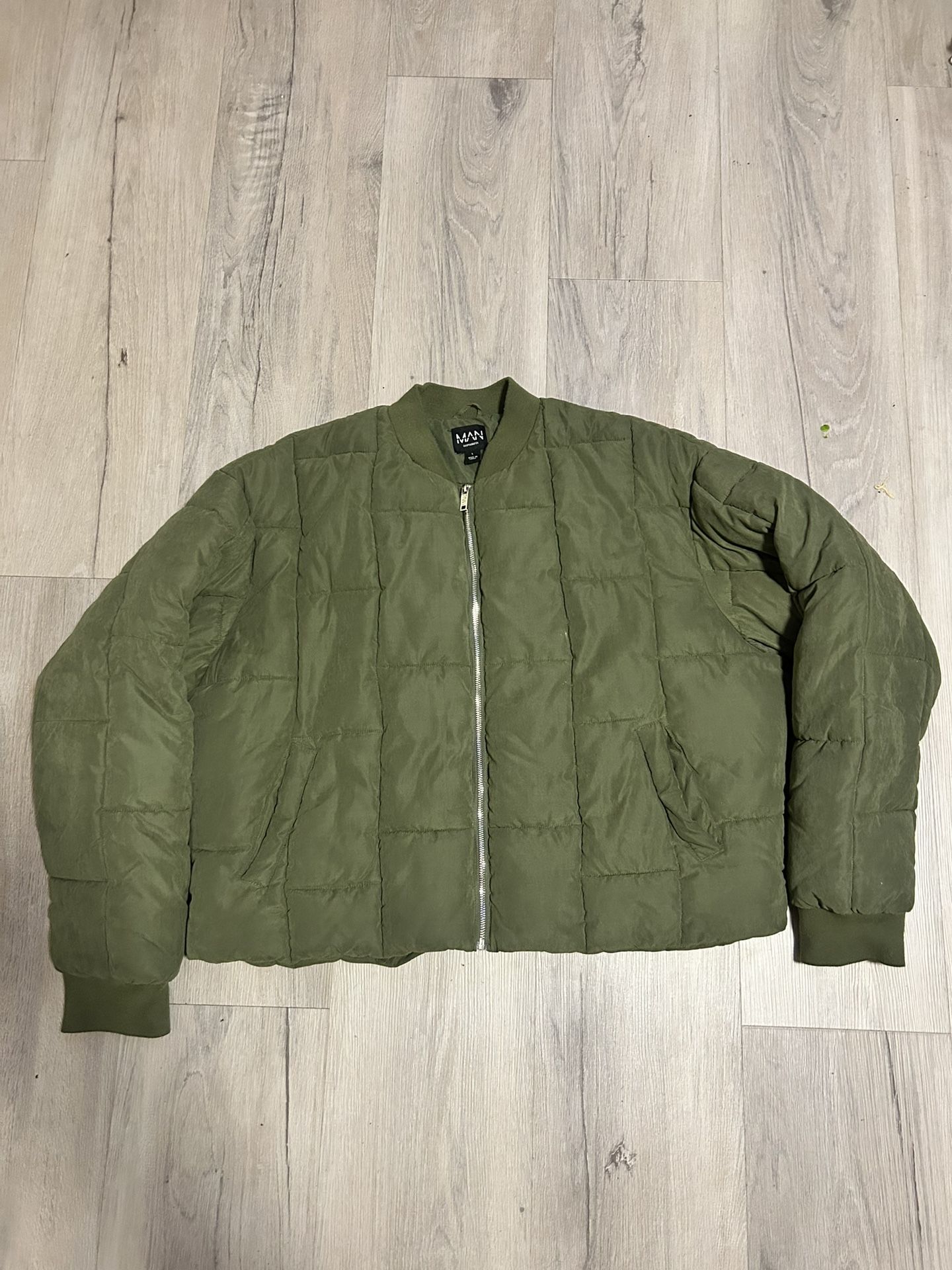 Tall Boxy Peached Square Quilted Bomber Jacket