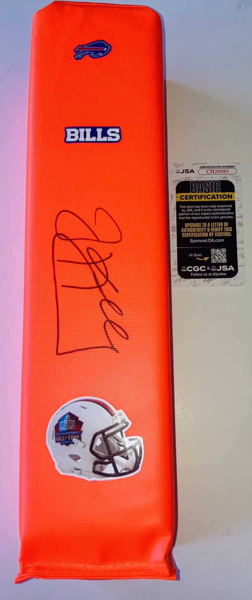 JIM KELLY SIGNED AUTOGRAPHED BUFFALO BILLS F/S TOUCHDOWN PYLON JSA COA RARE!