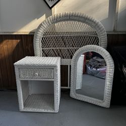 White Wicker Twin Bedroom Set 