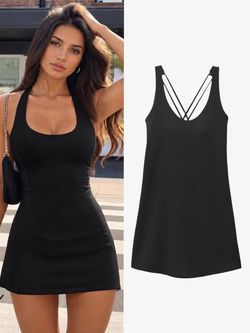 NWT • Strappy Back Tennis Dress in Black Size M