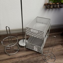 Storage Organization Bundle Toilet Paper Holder, Paper Towl Holder Kitchen Bathroom Supplies Under Sink Organizer