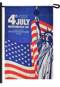 Brandnew Garden Flag 12x18 Double Sided, 4th of July American Welcome Yard Flags, Statue of Liberty Small Burlap Outdoor Decoration for Fourth of July