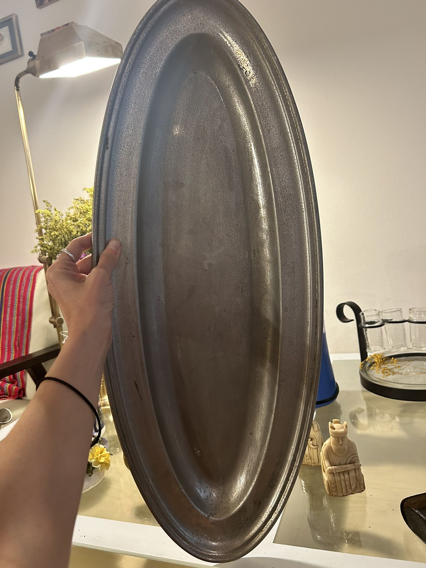 Vintage Pewter Silver Serving Platter