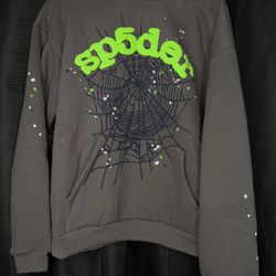Sp5der Grey Slate Hoodie Large 