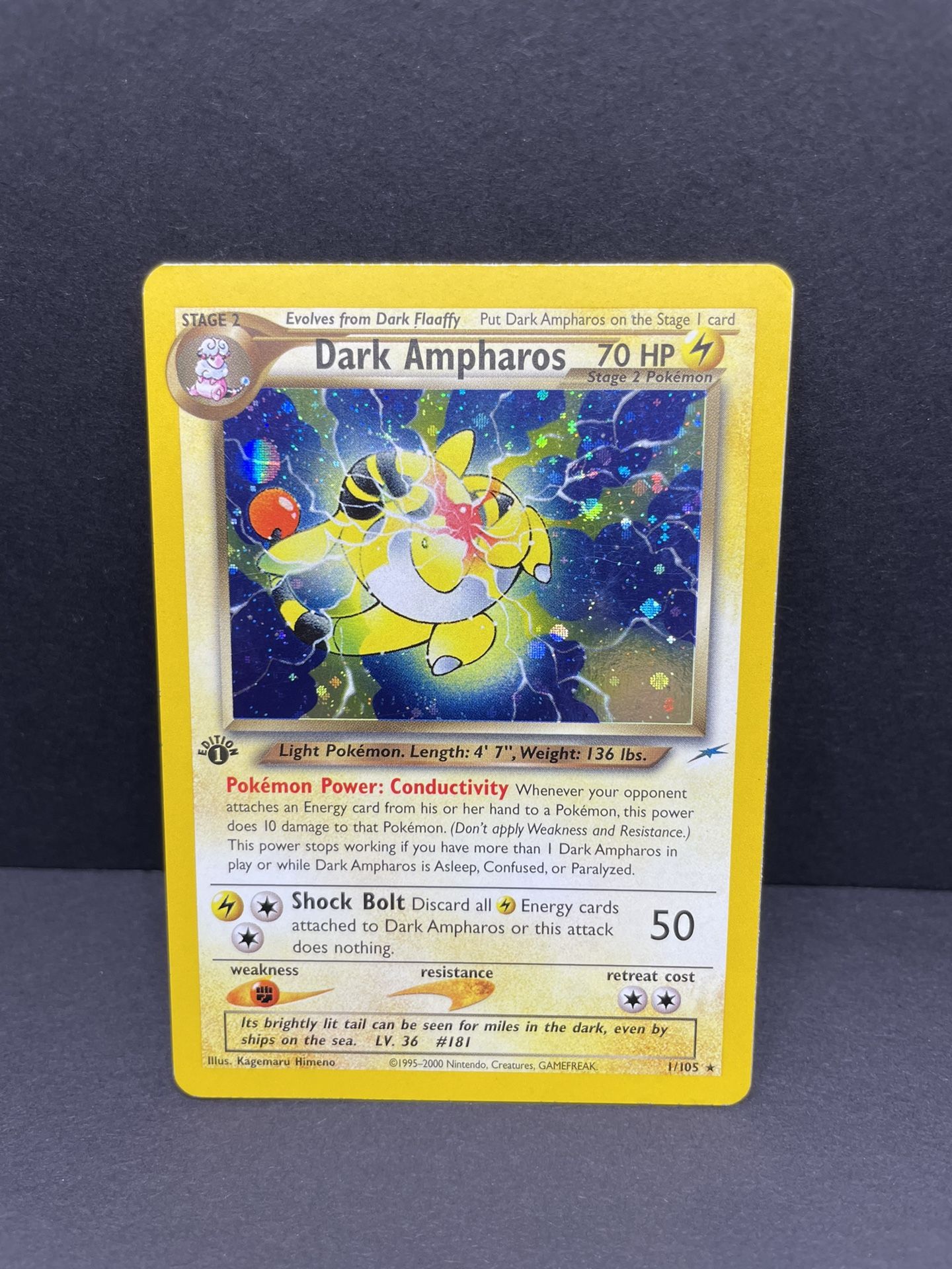 2002 Pokémon Neo Destiny 1st Edition Dark Ampharos 1/105 Holo