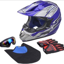 New Motocross Dirt Bike Helmet with Goggles, Gloves & Mask Dirt Bike ATV Helmet (Medium)