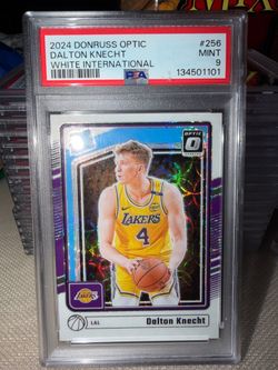 2024 Donruss Optic Rated Rookies Dalton Knecht LA Lakers white international card #256 to /15 in a PSA mint 9! POP 2!