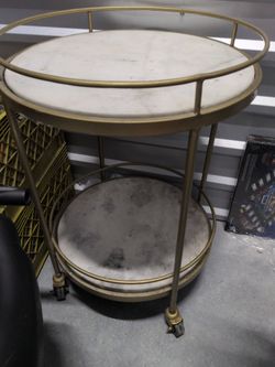 Gold and Marble 2-Tier Bar Cart,