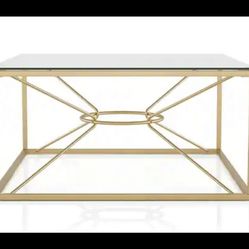 GOLD AND GLASS COFFEE TABLE