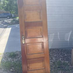 Vintage/Antique Hardwood Door With Original Brass Hardware
