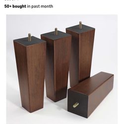 Solid Wooden Furniture Legs 10 Inch, Natural Wood Mid Century Brown Square Legs Furniture Replacements Feet for Couch Legs, Sofa Legs, Cabinet Legs, B