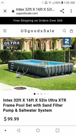 Intex 32' x 16' x 52" Ultra XTR Rectangular Outdoor Swimming Pool Set with Pump
