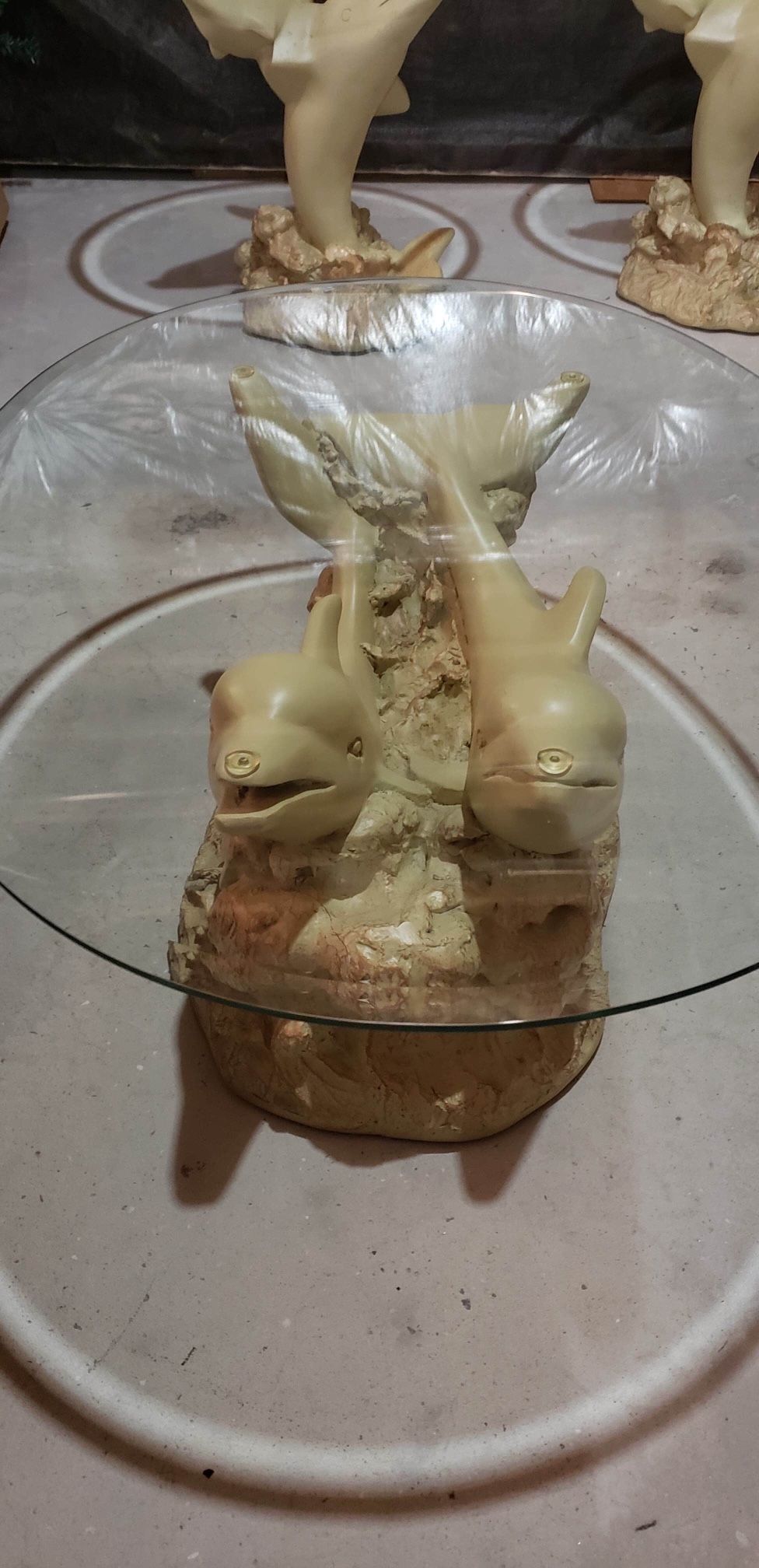 Unique Dolphin Coffee Table – Glass Top with Sculpted Dolphin Base