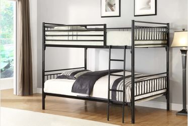 Brand New, Twin/Twin Convertible Metal Bunk Bed Black Color 78.7”W x 42”D x 65”H  ( Mattresses Are Not Included)