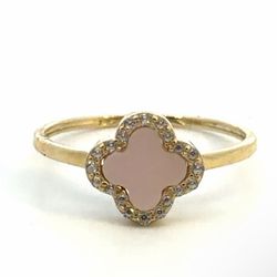Woman’s Ladies 10k Yellow Gold CZ Cubic Zirconia Light Pink Clover Ring Size 6.5 GP3120523