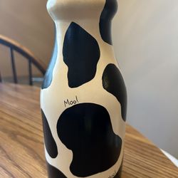 Milk bottle / vase  cow pattern - hand painted 8.5" tall -  farm farmhouse home decor 
