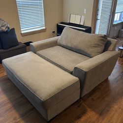 Grey Oversized Chair with Ottoman (Living Spaces)