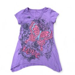 Y2K purple butterfly graphic tee