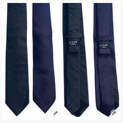 Lot of 2 J.Crew slim Ties: Purple Pindot Silk & Textured Cotton charcoal