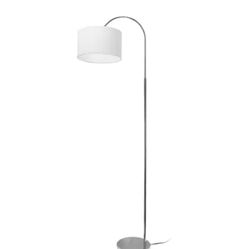 Vista 66 in. Brushed Nickel/White Shade Modern Arched Floor Lamp for Living Room