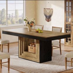 Tribesigns 63" Farmhouse Dining Table, Rectangle Kitchen Dinner Table for 4-6 People Brand New still in the box E473