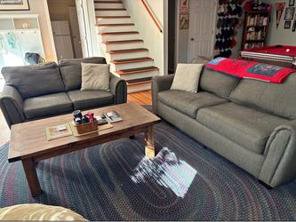 Gray Upholstered Sofa and Loveseat Set
