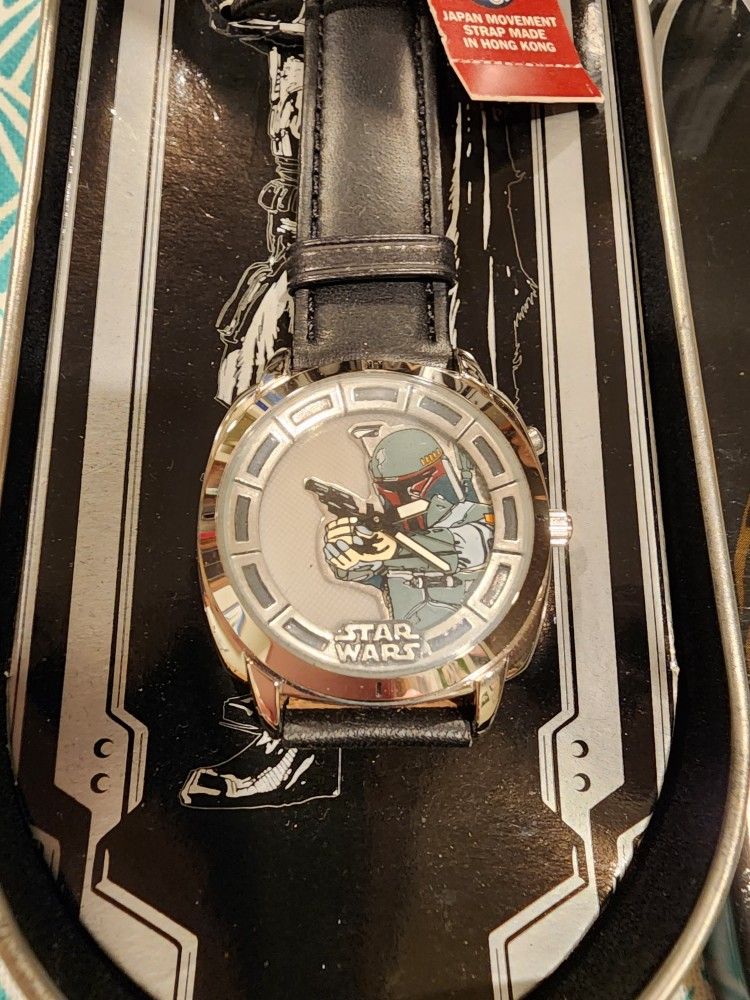 Star Wars Boba Fett Fossil Watch. Vintage Limited Edition, New.
Light Up Display Silver Version Star Wars Lmt. Ed. wristwatch.