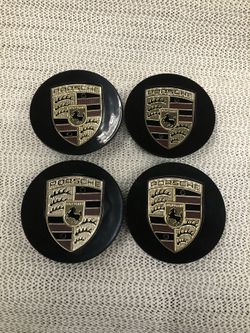 4 Porsche center cap black