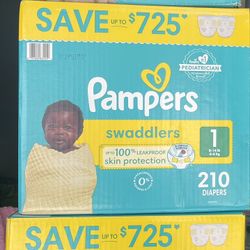 Pampers Swaddlers Size 1 (210 Diapers) 