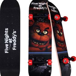 Five Nights at Freddy’s Skateboard with Printed Graphic Grip Tape - Great for Kids and Teens, Cruiser Skateboard with ABEC 5 Bearings, Durable Deck, S