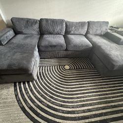 Large Modern Corduroy Sofa – Gray