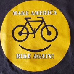 LG & XL Hanes Black Tee Tshirts Bright Yellow Bicycle Smile Face Graphic 