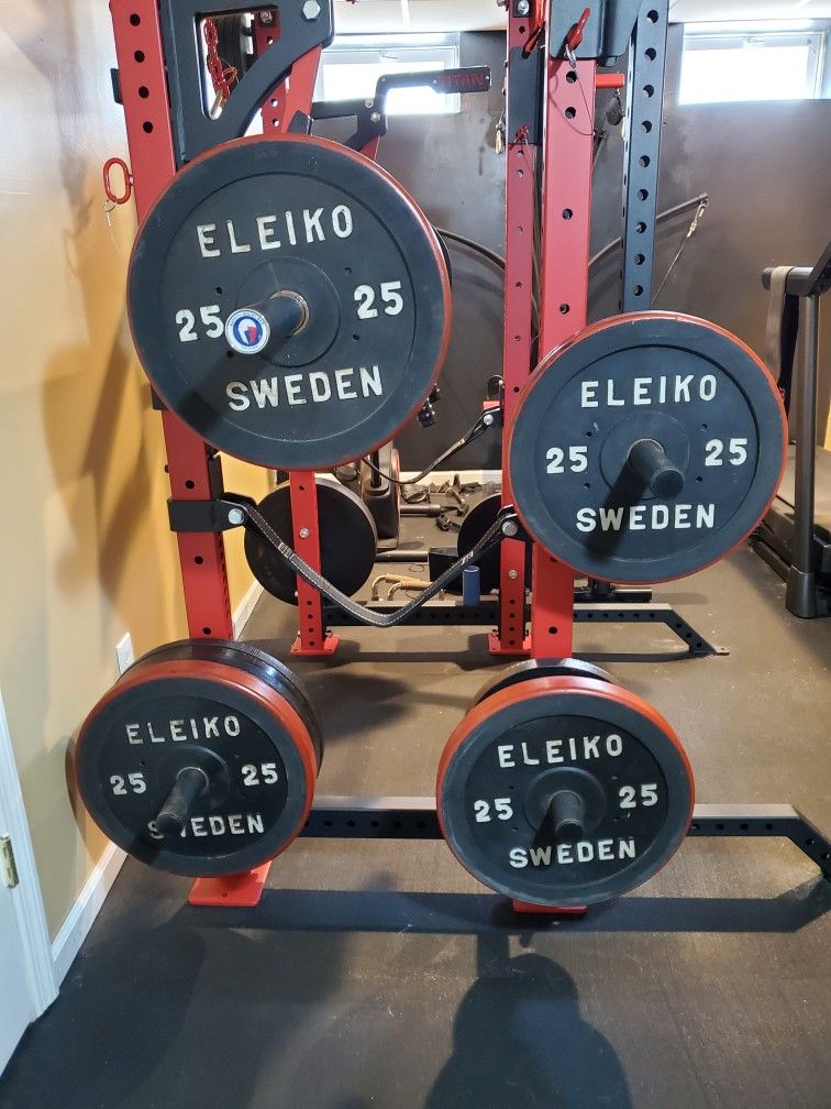 Vintage 1980 Eleiko 25kg (100kg/220Lbs Total) Bumper Plates